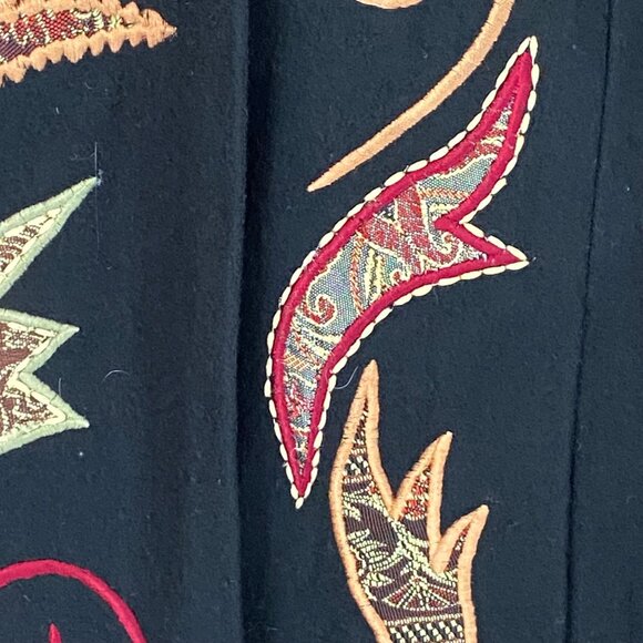 Allure Jacket Women's M Black Embroidered Applique Wool Blend Coat Paisley Fall - Picture 12 of 13